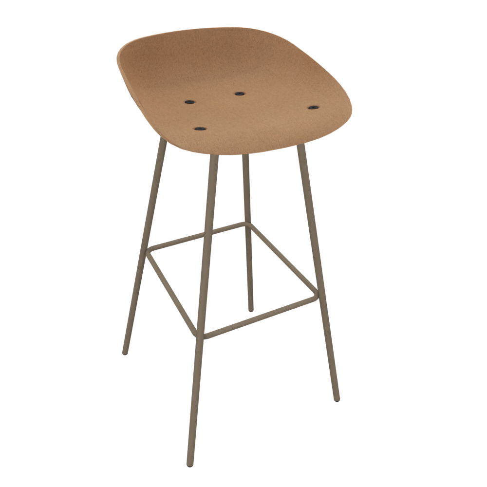 Brown Beige Veeda Metal Stool