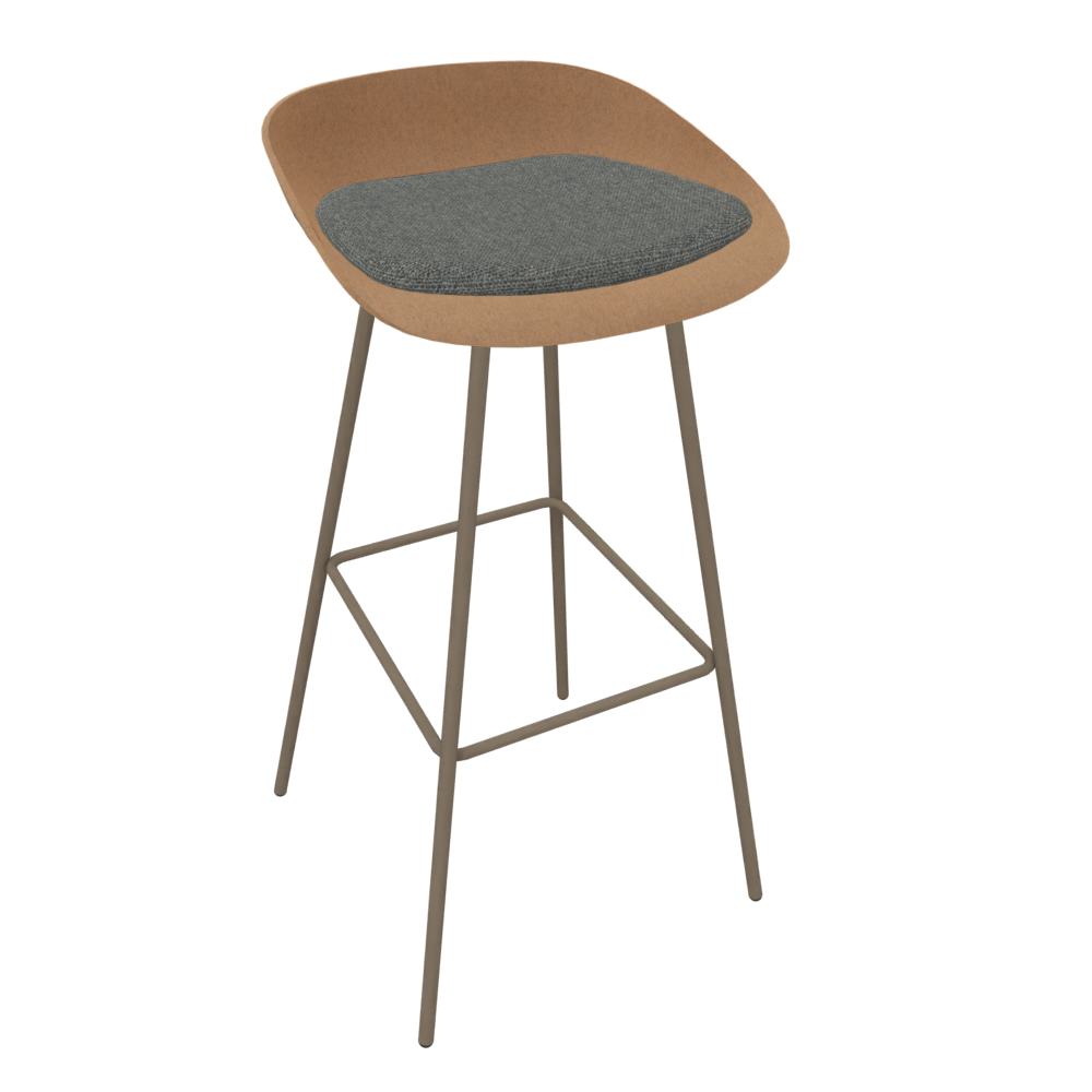 Brown Beige Veeda Metal Stool